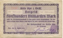 Olpe - Kreis - 26.10.1923 - 500 Milliarden Mark