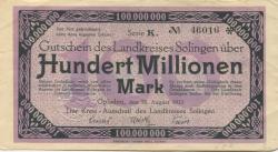 Opladen - Kreis Solingen - 28.8.1923 - 100 Millionen Mark