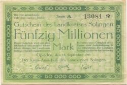 Opladen - Kreis Solingen - 15.9.1923 - 50 Millionen Mark