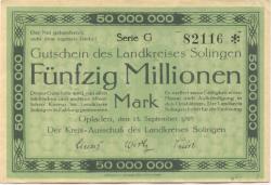 Opladen - Kreis Solingen - 15.9.1923 - 50 Millionen Mark