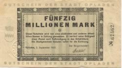 Opladen (heute: Leverkusen) - Stadt - 2.9.1923 - 50 Millionen Mark