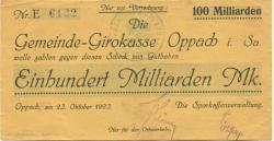 Oppach - Sparkasse - 23.10.1923 - 100 Milliarden Mark