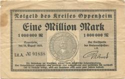 Oppenheim - Kreis - 18.8.1923 - 1 Million Mark