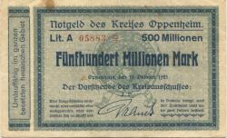 Oppenheim - Kreis - 10.10.1923 - 500 Millionen Mark