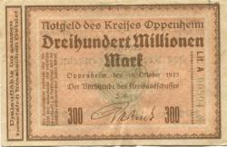Oppenheim - Kreis - 18.10.1923 - 300 Millionen Mark