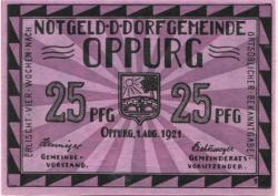 Oppurg - Gemeinde - 1.8.1921 - 25 Pfennig