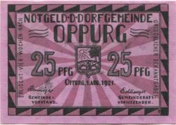 Oppurg - Gemeinde - 1.8.1921 - 25 Pfennig