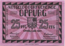 Oppurg - Gemeinde - 1.8.1921 - 25 Pfennig