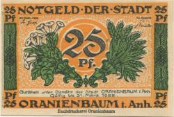 Oranienbaum - Stadt - - 31.3.1922 - 25 Pfennig