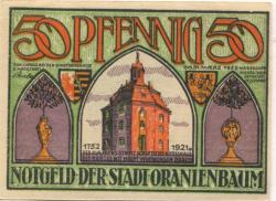 Oranienbaum - Stadt - - 31.3.1922 - 50 Pfennig