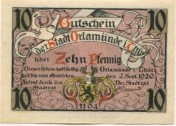 Orlamünde - Stadt - 2.9.1920 - 10 Pfennig