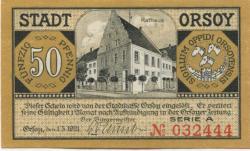 Orsoy (heute: Rheinberg) - Stadt - 1.5.1921 - 50 Pfennig