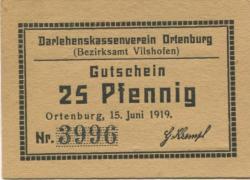 Ortenburg - Darlehenskassenverein - 15.6.1919 - 25 Pfennig