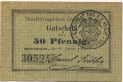 Osterhofen - Stadt - 14.2.1921 - 50 Pfennig
