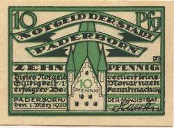 Paderborn - Stadt - 1.3.1920 - 10 Pfennig 