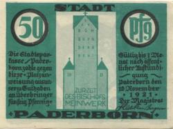 Paderborn - Stadt - 10.11.1921 - 50 Pfennig 