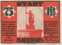 Paderborn - Stadt - 10.11.1921 - 75 Pfennig 