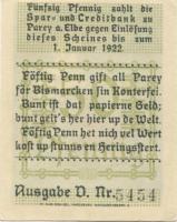 Parey (heute: Elbe-Parey) - Spar- und Creditbank - 1.4.1921 - 1.1.1922 - 50 Pfennig 