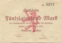 Passau - Stadt - 16.8.1923 - 50000 Mark
