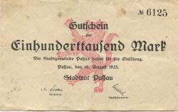 Passau - Stadt - 16.8.1923 - 100000 Mark