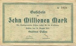 Passau - Stadt - 16.8.1923 - 10 Millionen Mark