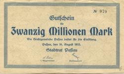 Passau - Stadt - 16.8.1923 - 20 Millionen Mark