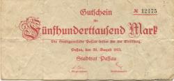 Passau - Stadt - 20.8.1923 - 500000 Mark