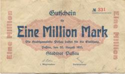 Passau - Stadt - 20.8.1923 - 1 Million Mark