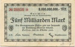 Passau - Stadt - 25.10.1923 - 5 Milliarden Mark
