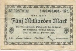 Passau - Stadt - 25.10.1923 - 5 Milliarden Mark