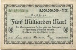 Passau - Stadt - 25.10.1923 - 5 Milliarden Mark