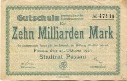 Passau - Stadt - 25.10.1923 - 10 Milliarden Mark
