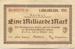 Passau - Stadt - 30.10.1923 - 1 Milliarde Mark