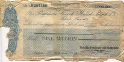 Passau - Bayerische Hypotheken- und Wechsel-Bank, Filiale Passau, Bahnhofstr. 1 - 7.8.1923 - 1 Million Mark