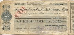 Passau - Bayerische Vereinsbank, Filiale Passau, Jägerhofstr. 2 - 6.8.1923 - 500000 Mark