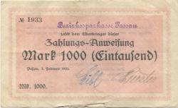 Passau - Bezirkssparkasse - 3.2.1923 - 1000 Mark