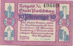 Patschkau (heute: PL-Paczków) - Stadt - 1921 - 10 Pfennig