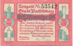 Patschkau (heute: PL-Paczków) - Stadt - 1921 - 25 Pfennig