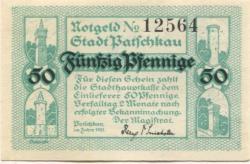 Patschkau (heute: PL-Paczków) - Stadt - 1921 - 50 Pfennig