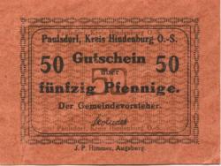 Paulsdorf (heute: PL-Zabrze) - Gemeinde - -- - 50 Pfennig