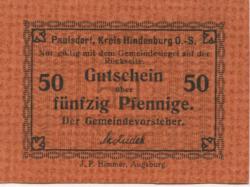Paulsdorf (heute: PL-Zabrze) - Gemeinde - -- - 50 Pfennig