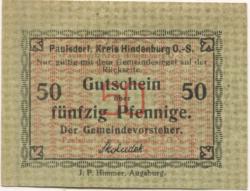 Paulsdorf (heute: PL-Zabrze) - Gemeinde - -- - 50 Pfennig