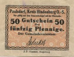 Paulsdorf (heute: PL-Zabrze) - Gemeinde - -- - 50 Pfennig