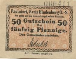Paulsdorf (heute: PL-Zabrze) - Gemeinde - -- - 50 Pfennig
