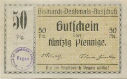 Pegau - Bismarck-Denkmals-Ausschuss - -- - 50 Pfennig