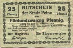 Peine - Stadt - April 1917 - 15.10.1919 - 25 Pfennig