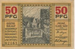 Peine - Stadt - 3.6.1920 - 50 Pfennig