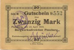 Penzberg - Bergwerk - 23.4.1919 - 20 Mark