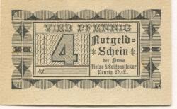 Penzig (heute: PL-Piensk) - Tietze & Seidensticker, Glasfabrik Marienhütte - -- - 4 Pfennig