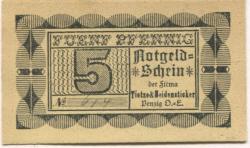 Penzig (heute: PL-Piensk) - Tietze & Seidensticker, Glasfabrik Marienhütte - -- - 5 Pfennig